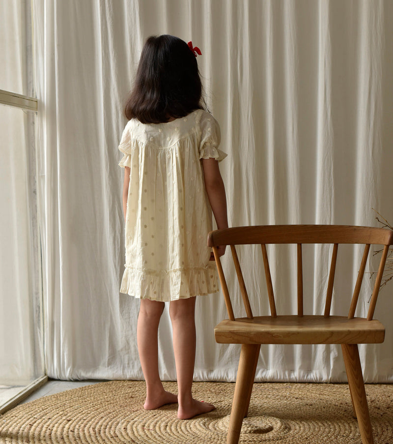 White Ash Frock Dress by Khara Kapas Kids for kids in Singapore