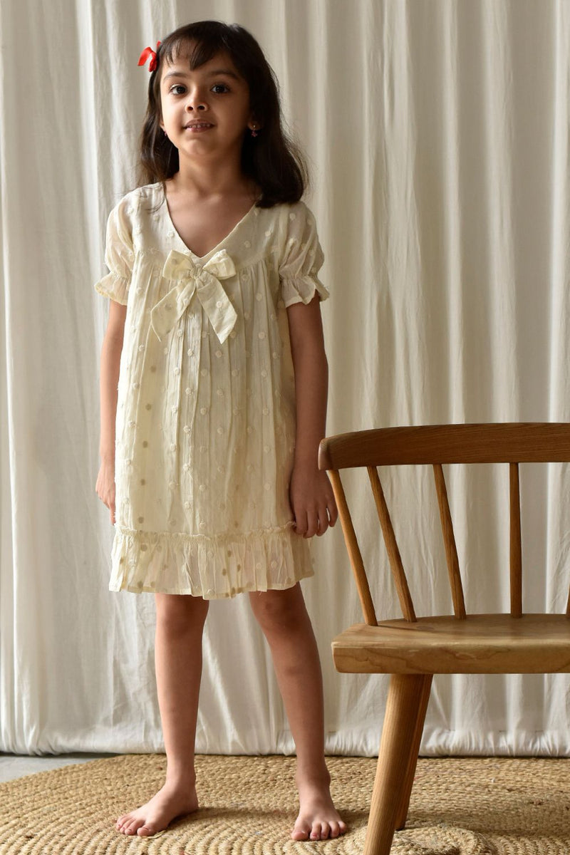 White Ash Frock Dress by Khara Kapas Kids for kids in Singapore
