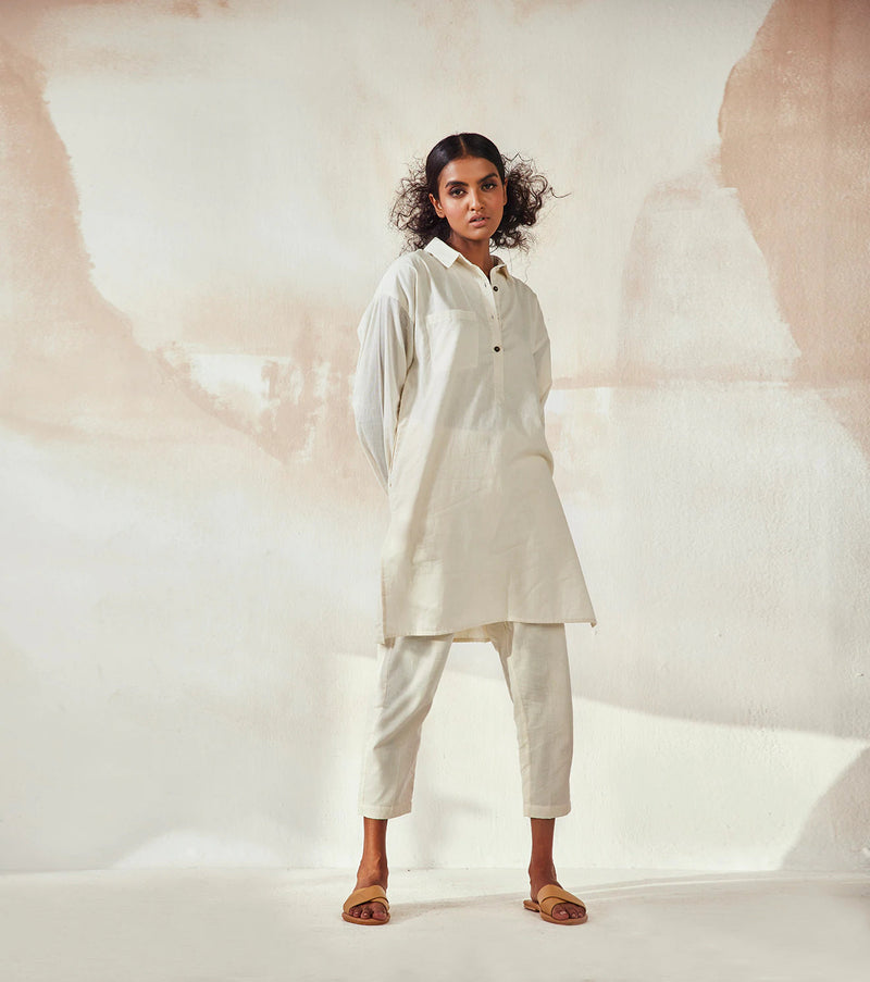 White Camellia Co-ord Set Co-ord Set by Khara Kapas in white for women in Singapore