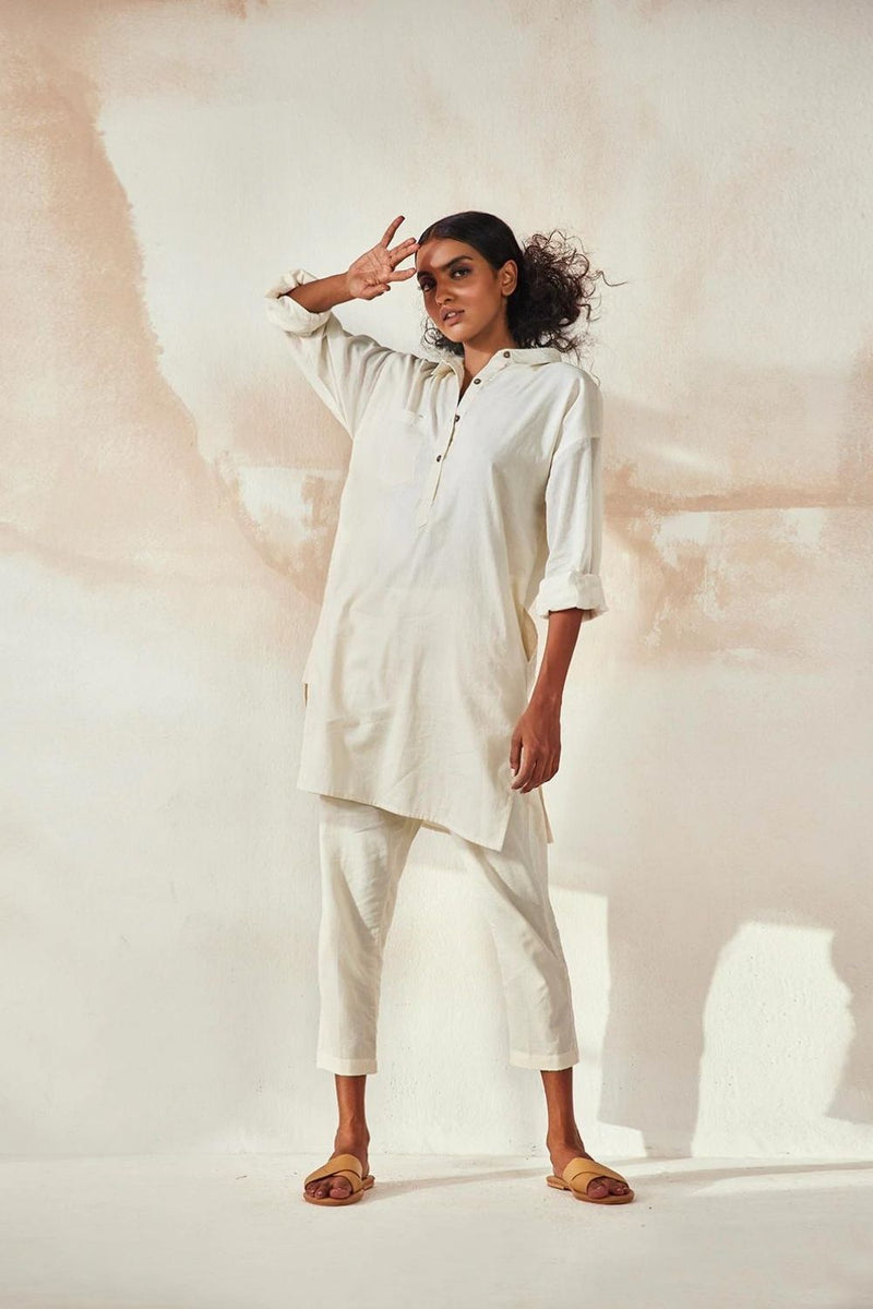 White Camellia Co-ord Set Co-ord Set by Khara Kapas in white for women in Singapore