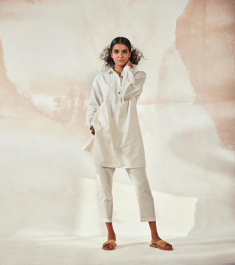 White Camellia Co-ord Set Co-ord Set by Khara Kapas in white for women in Singapore