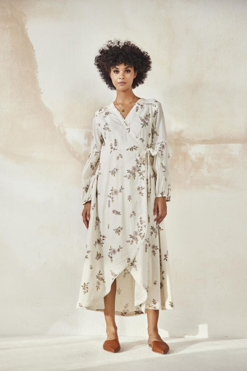 White Ikigai Dress by Khara Kapas in white for women in Singapore