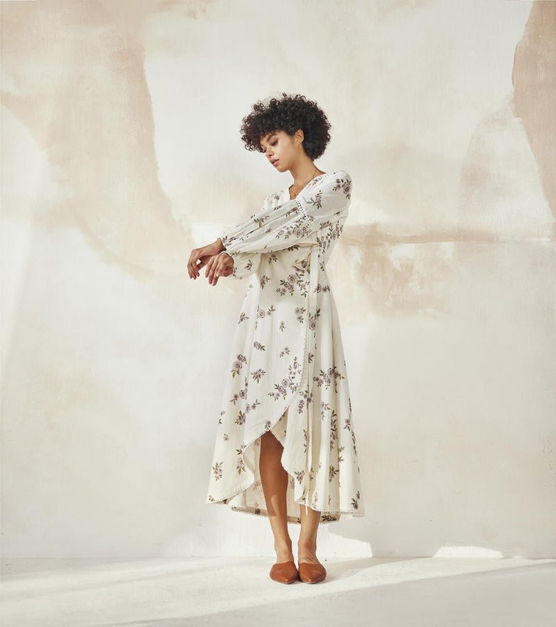 White Ikigai Dress by Khara Kapas in white for women in Singapore