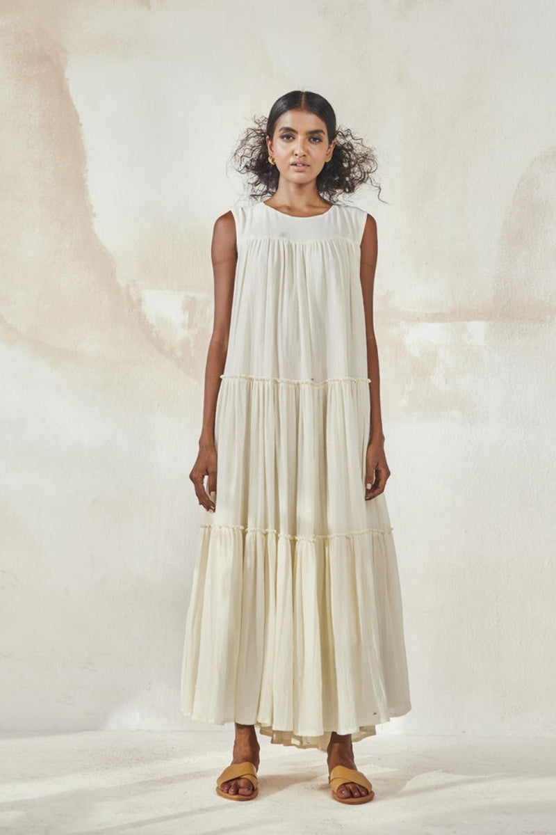 White Lily Bouque Dress by Khara Kapas in white for women in Singapore