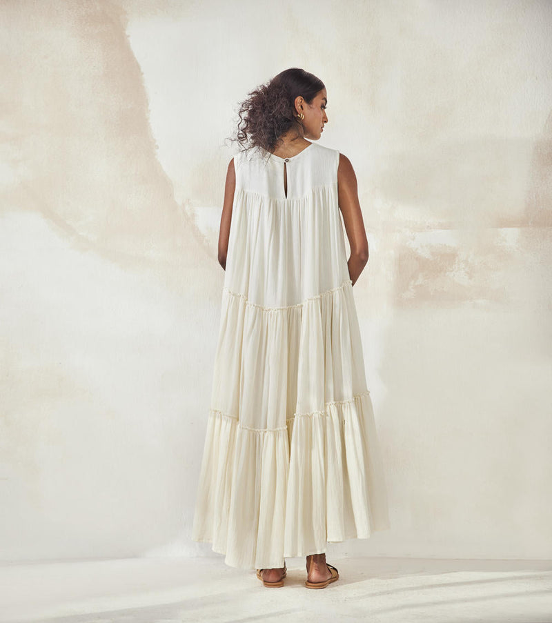 White Lily Bouque Dress by Khara Kapas in white for women in Singapore