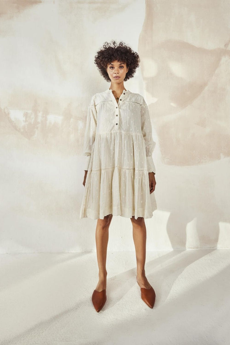 White Pebble Dress by Khara Kapas in white for women in Singapore