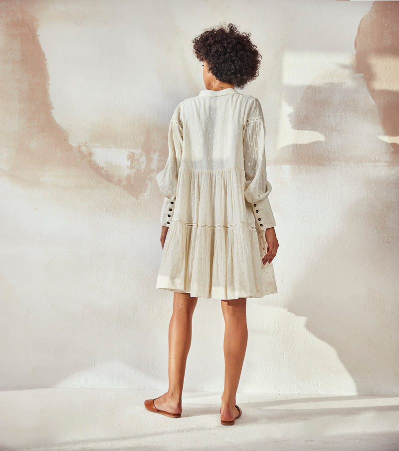 White Pebble Dress by Khara Kapas in white for women in Singapore