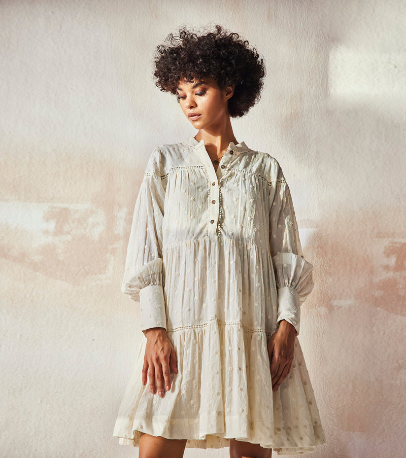 White Pebble Dress by Khara Kapas in white for women in Singapore