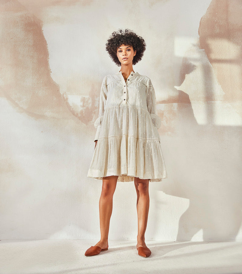 White Pebble Dress by Khara Kapas in white for women in Singapore