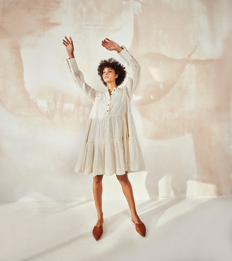 White Pebble Dress by Khara Kapas in white for women in Singapore