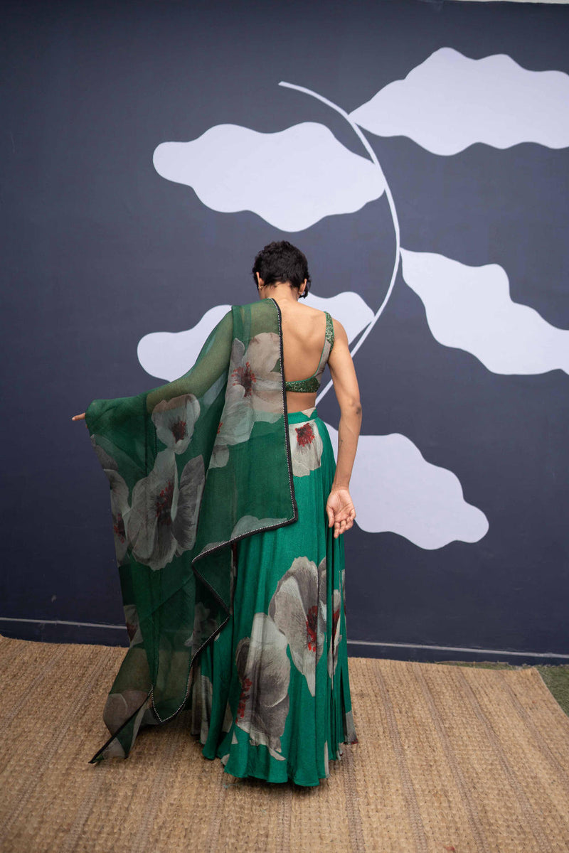 WHITE POPPIES LEHENGA Lehenga Set by Yam for women in Singapore
