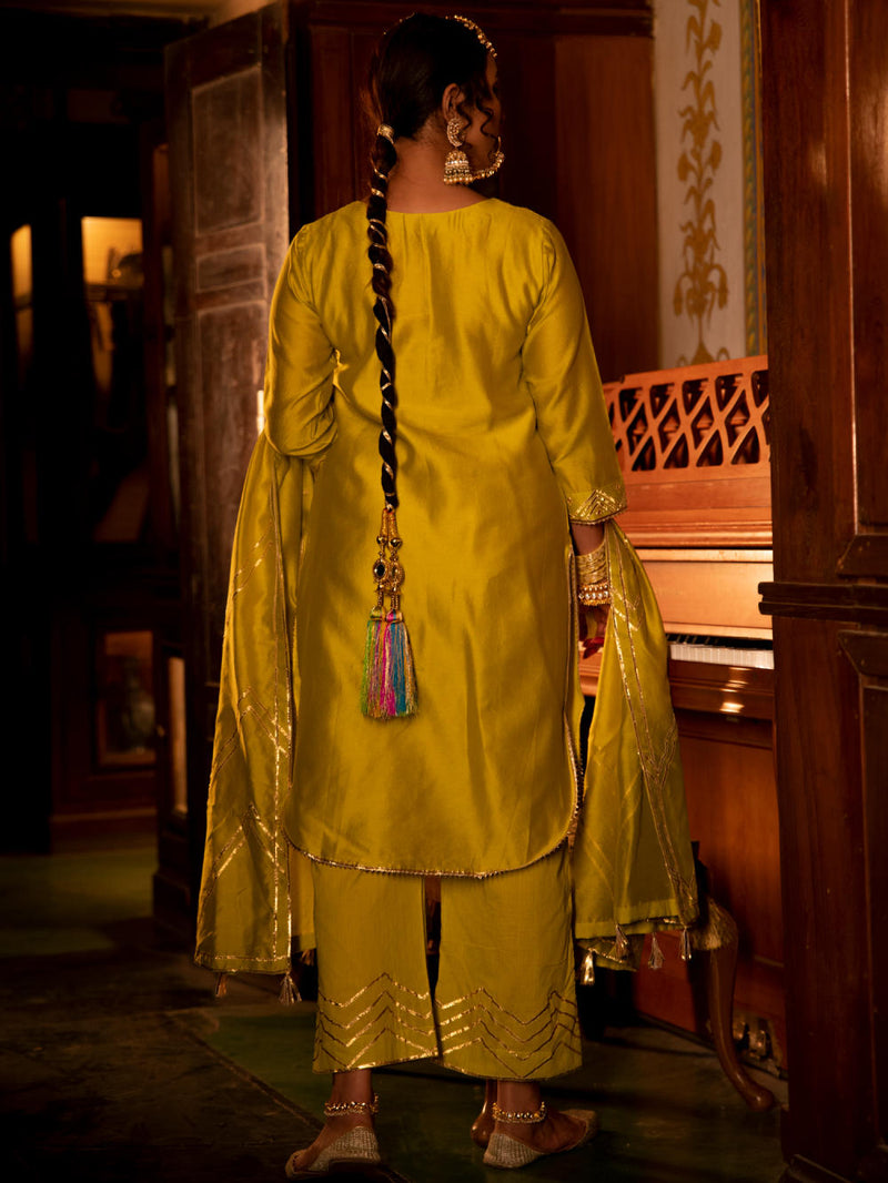 Zara - Panna Chanderi Silk Kurta Pant Set Zara - Panna Chanderi Silk Kurta Pant Set by Maison Shefali by Maison Shefali for women in Singapore
